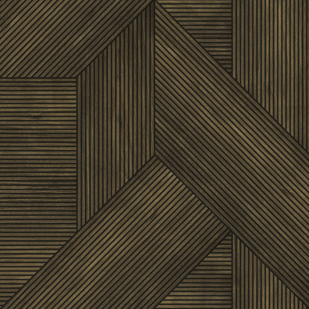 Sculpted Chevron Wood Panels Wallpaper - Brown pattern
