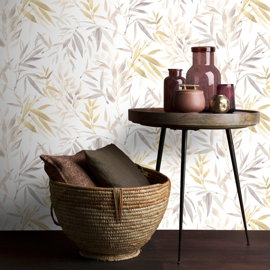 Painted Canopy Wallpaper - Beige room view