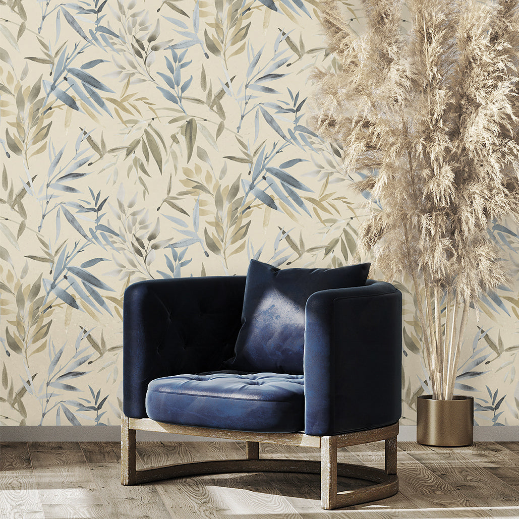 Painted Canopy Wallpaper - Blue room view