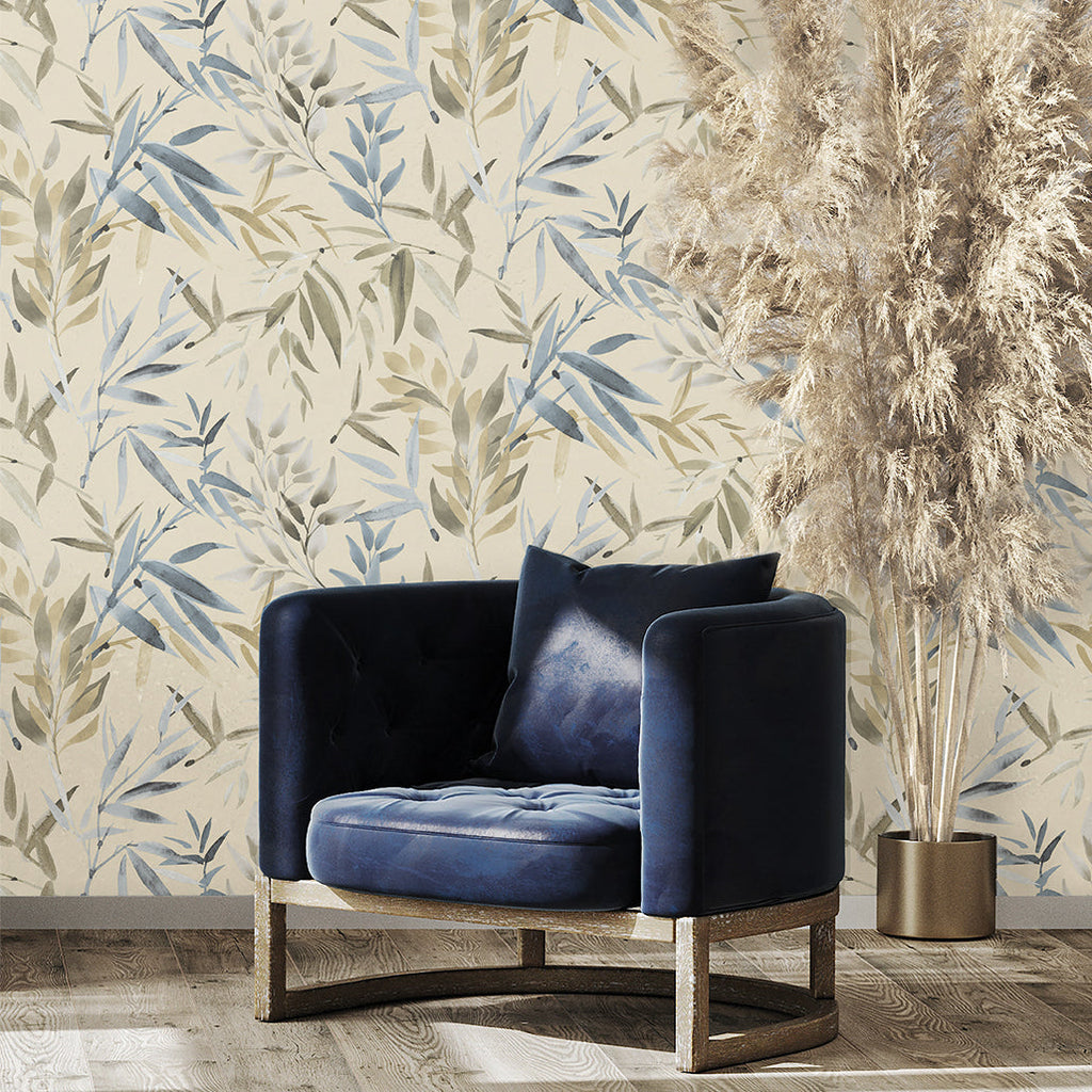 Painted Canopy Wallpaper - Blue room view