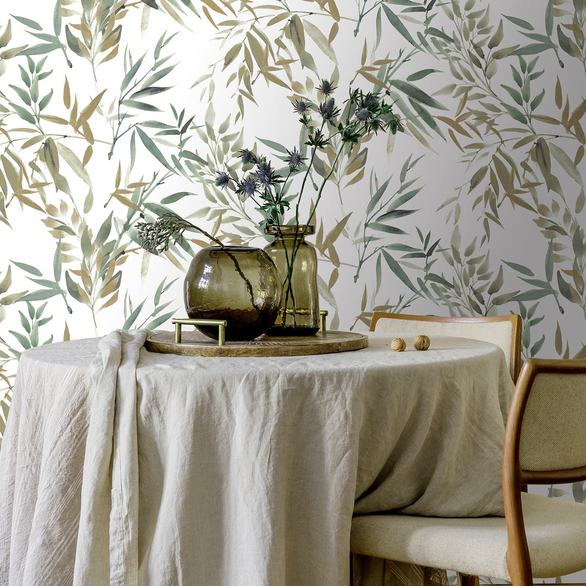 Painted Canopy Wallpaper - Green room view