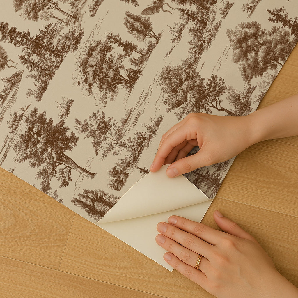 Mothman Novelty Toile Peel and Stick Wallpaper - Brown room view