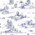 Nessie Novelty Toile Peel and Stick Wallpaper - Blue pattern