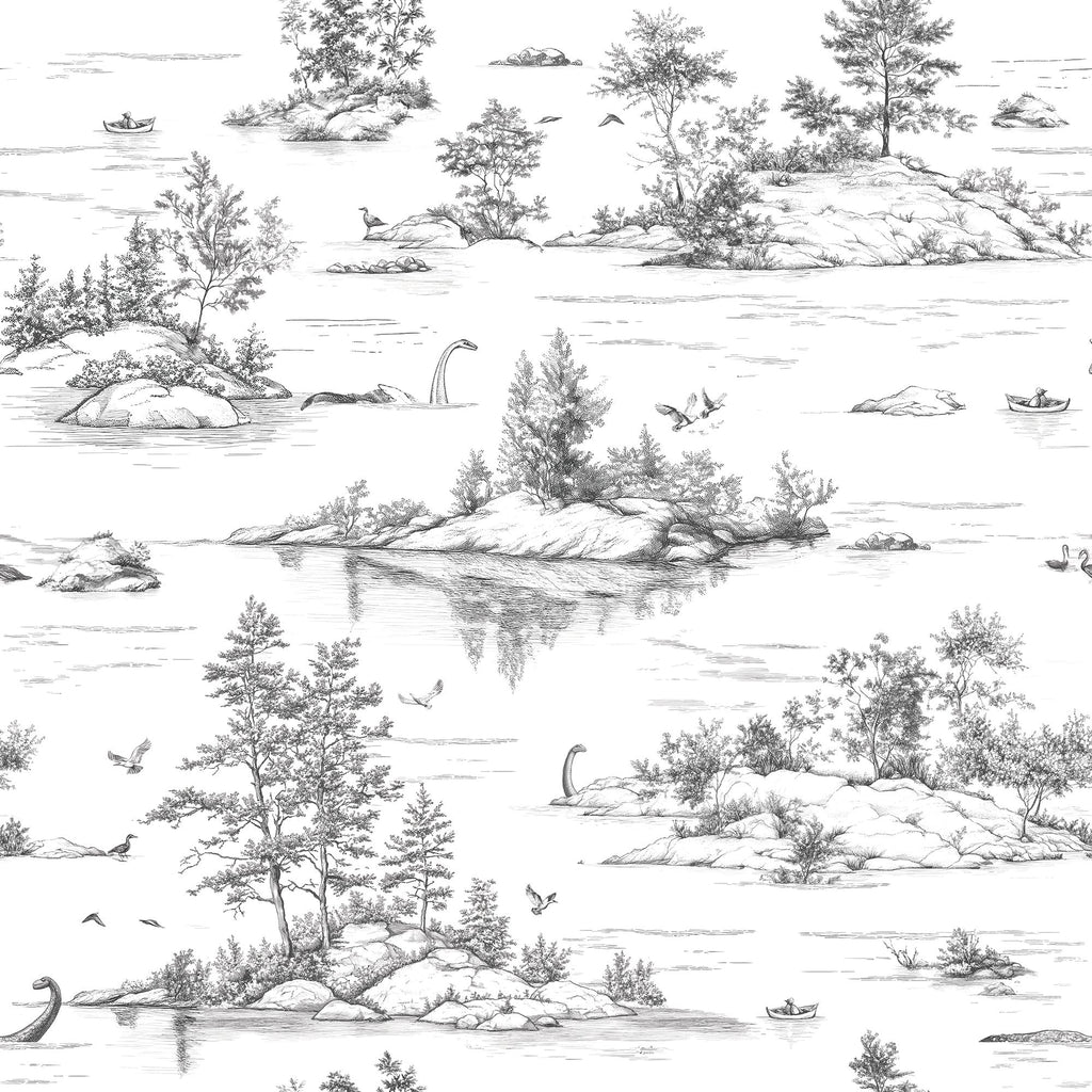 Nessie Novelty Toile Peel and Stick Wallpaper - Gray pattern
