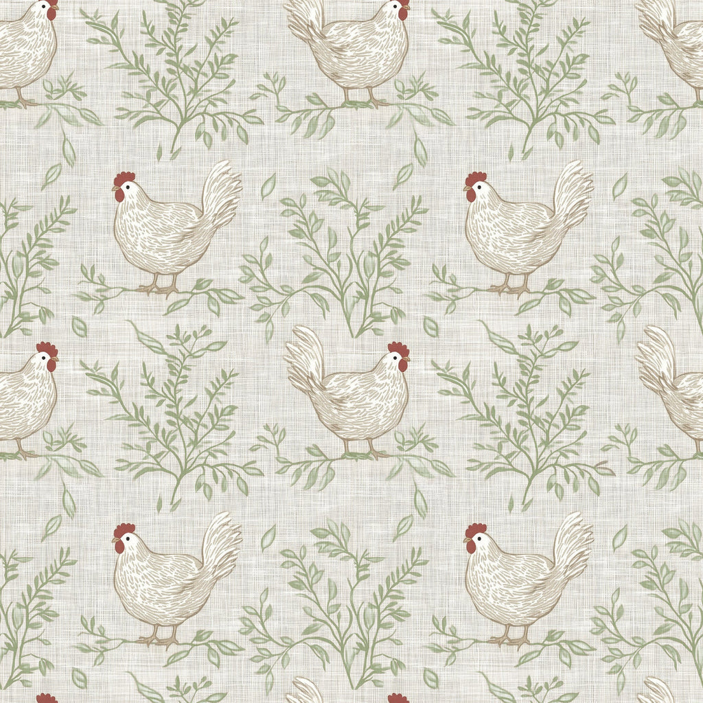 Cluckingham Toile Peel and Stick Wallpaper - Standard pattern
