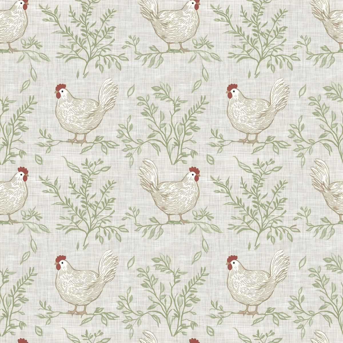 Cluckingham Toile Peel and Stick Wallpaper - Standard pattern