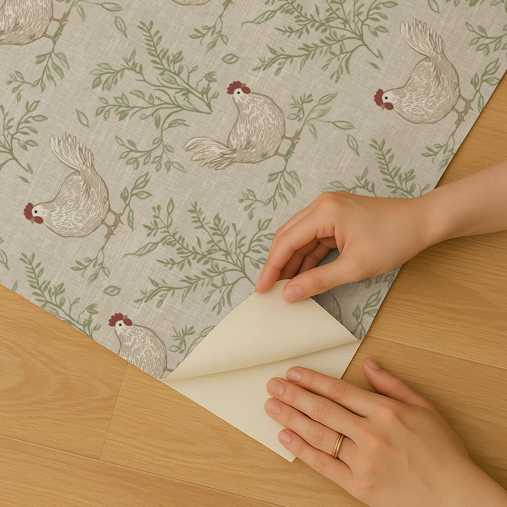 Cluckingham Toile Peel and Stick Wallpaper - Standard room view
