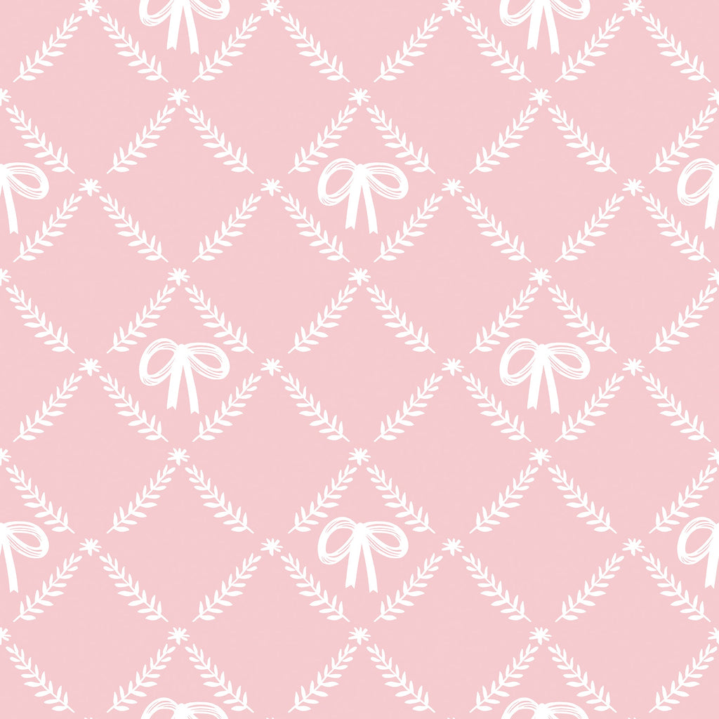 Heirloom Bow Trellis Peel and Stick Wallpaper - Pink pattern