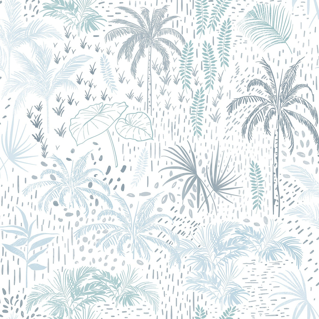 Etched Tropic Peel and Stick Wallpaper - Blue pattern