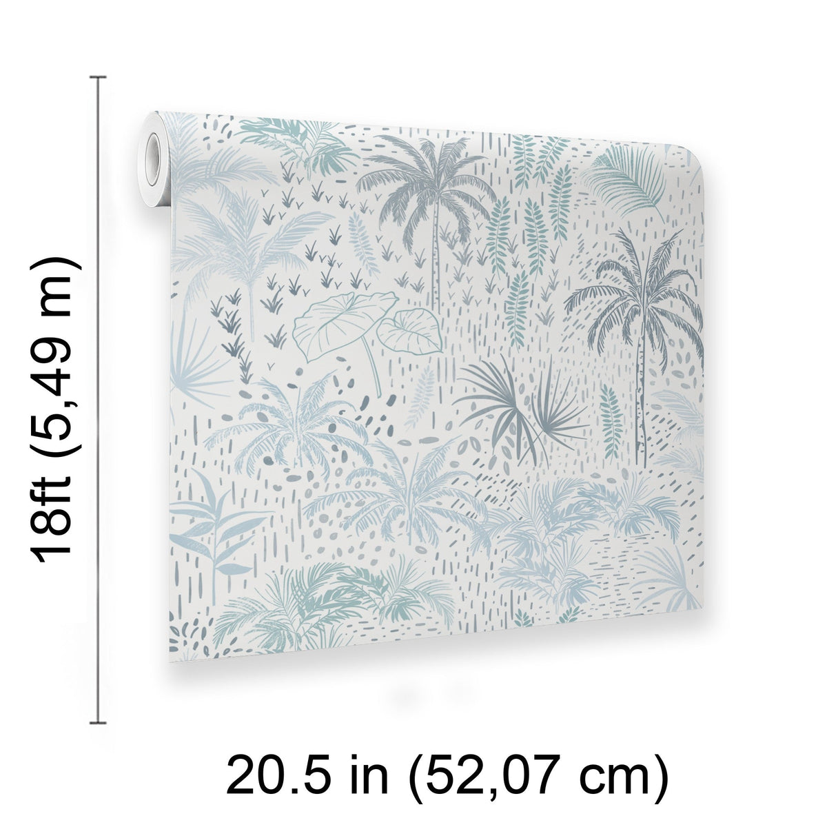 Etched Tropic Peel and Stick Wallpaper - Blue room view