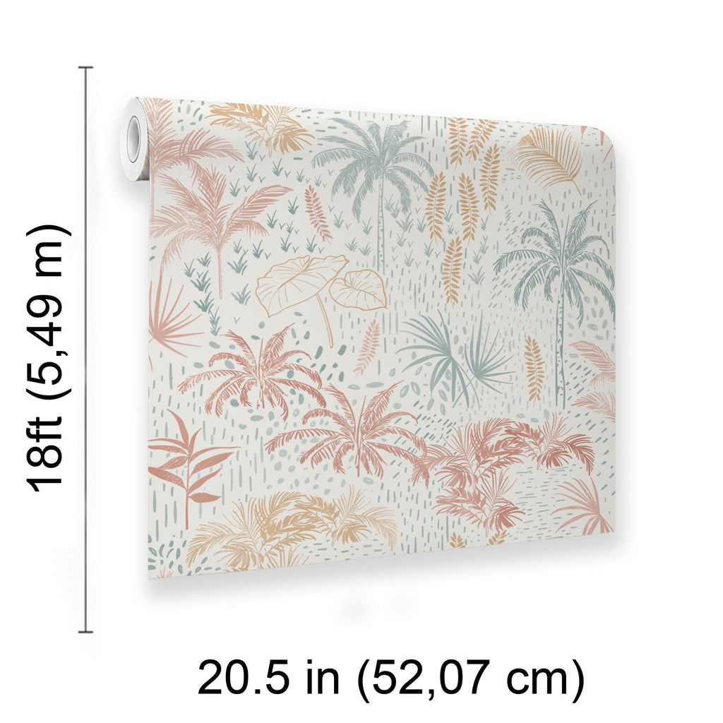 Etched Tropic Peel and Stick Wallpaper - Orange room view