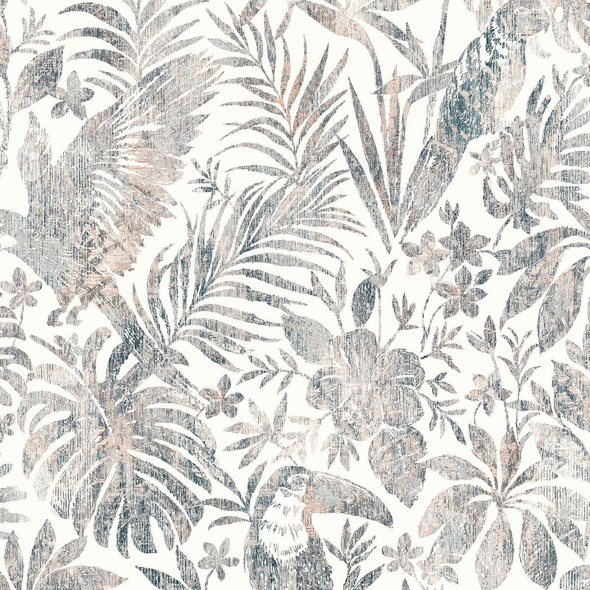 Birdsong Tropic Peel and Stick Wallpaper - Gray pattern