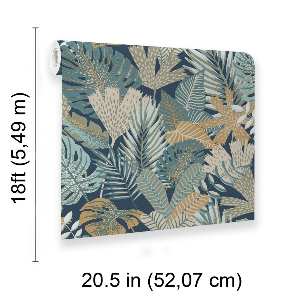 Jungle Canopy Peel and Stick Wallpaper - Blue room view