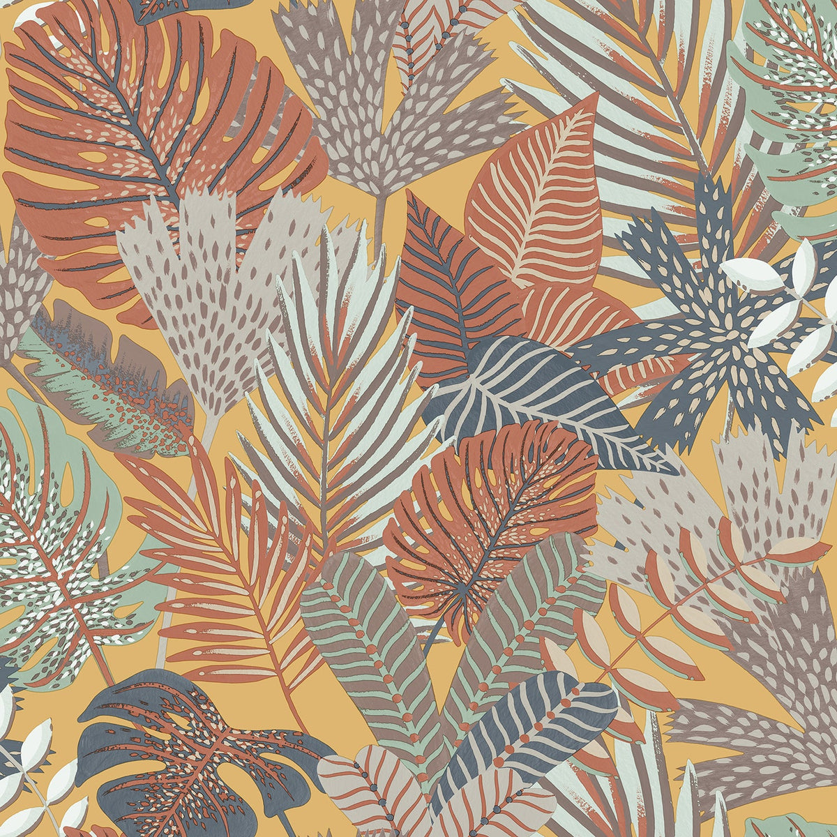 Jungle Canopy Peel and Stick Wallpaper - Orange pattern