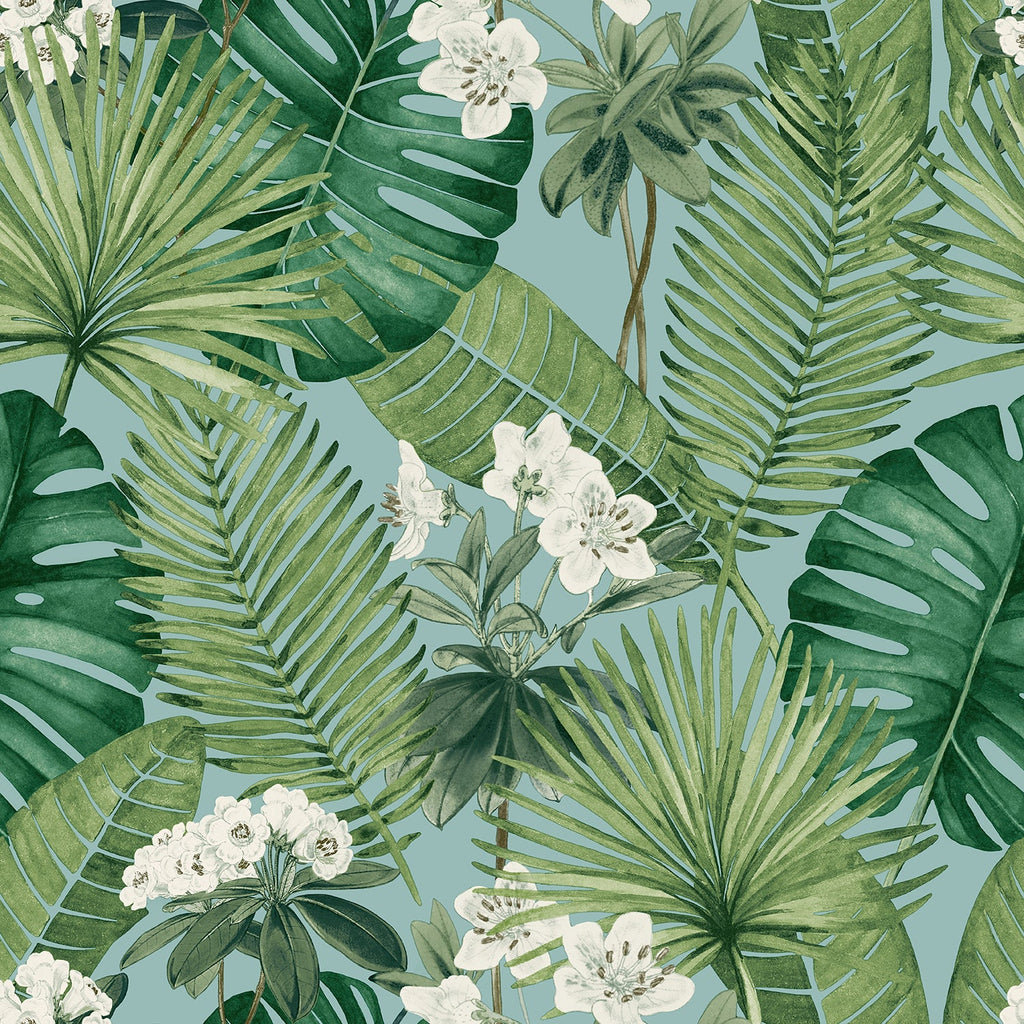 Island Eden Peel and Stick Wallpaper - Blue pattern