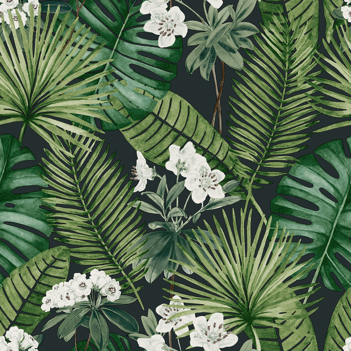 Island Eden Peel and Stick Wallpaper - Black pattern