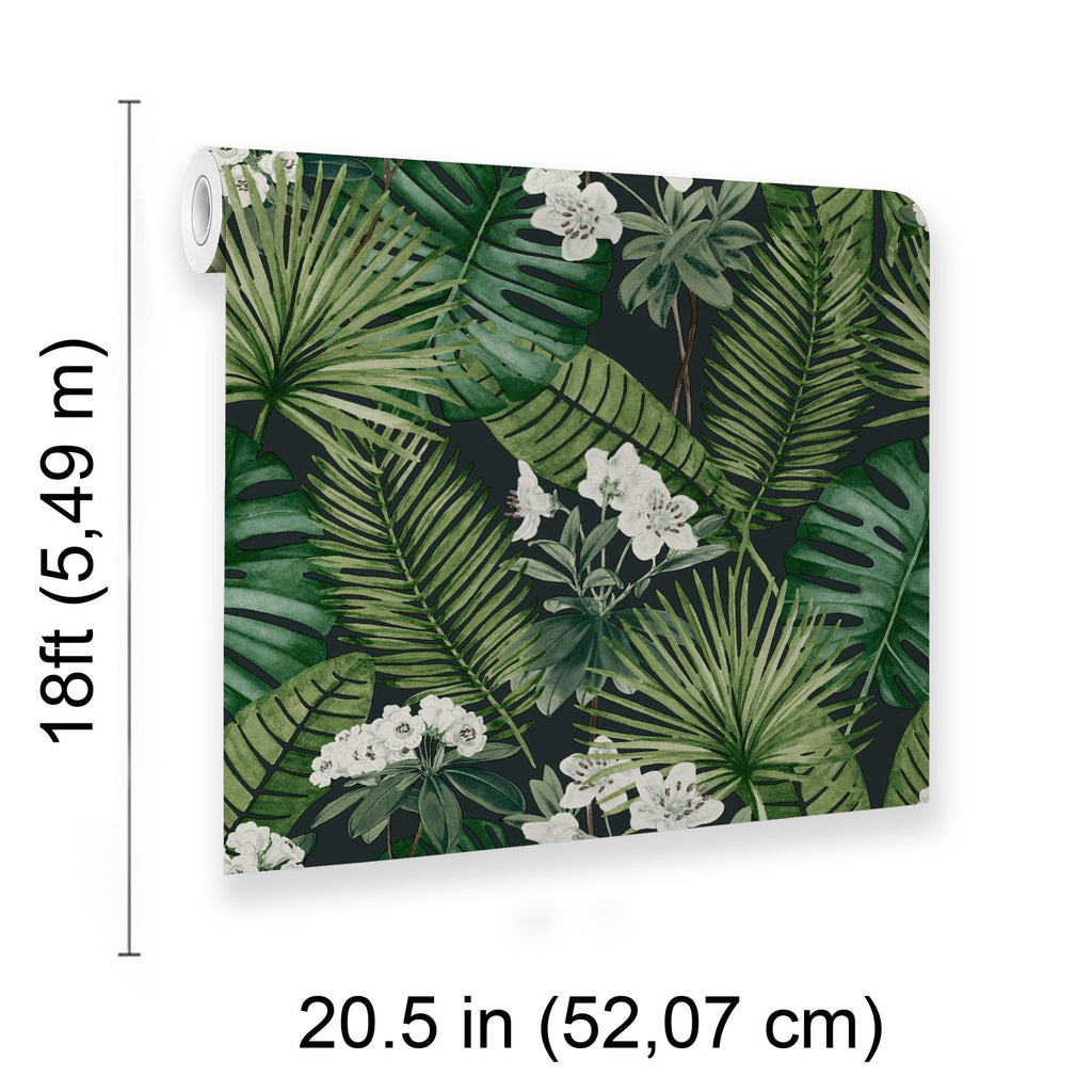 Island Eden Peel and Stick Wallpaper - Black room view