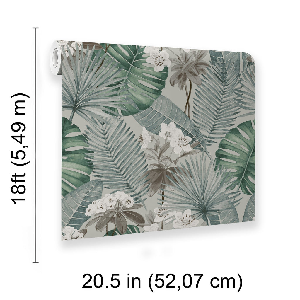 Island Eden Peel and Stick Wallpaper - Gray room view