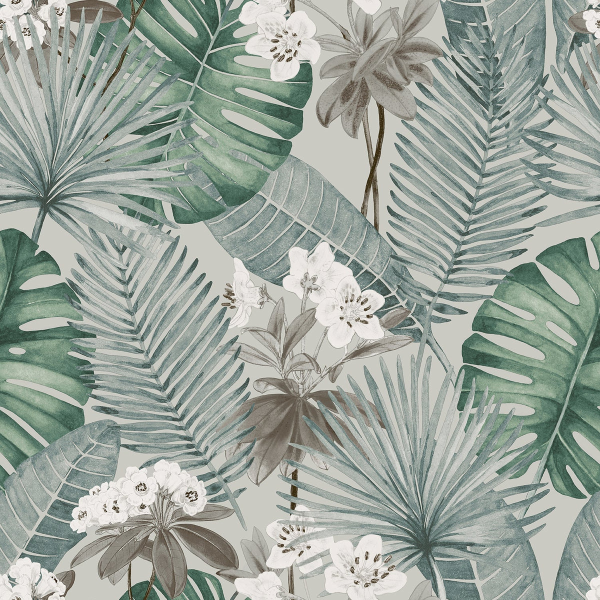 Island Eden Peel and Stick Wallpaper - Gray pattern