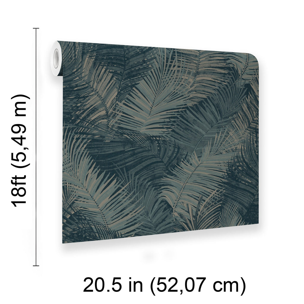 Palm Haven Peel and Stick Wallpaper - Blue room view