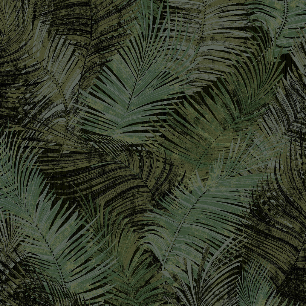 Palm Haven Peel and Stick Wallpaper - Black pattern