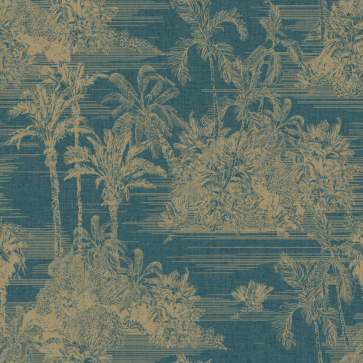 Tropic Archive Toile Peel and Stick Wallpaper - Teal pattern