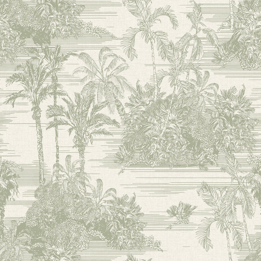 Tropic Archive Toile Peel and Stick Wallpaper - Green pattern