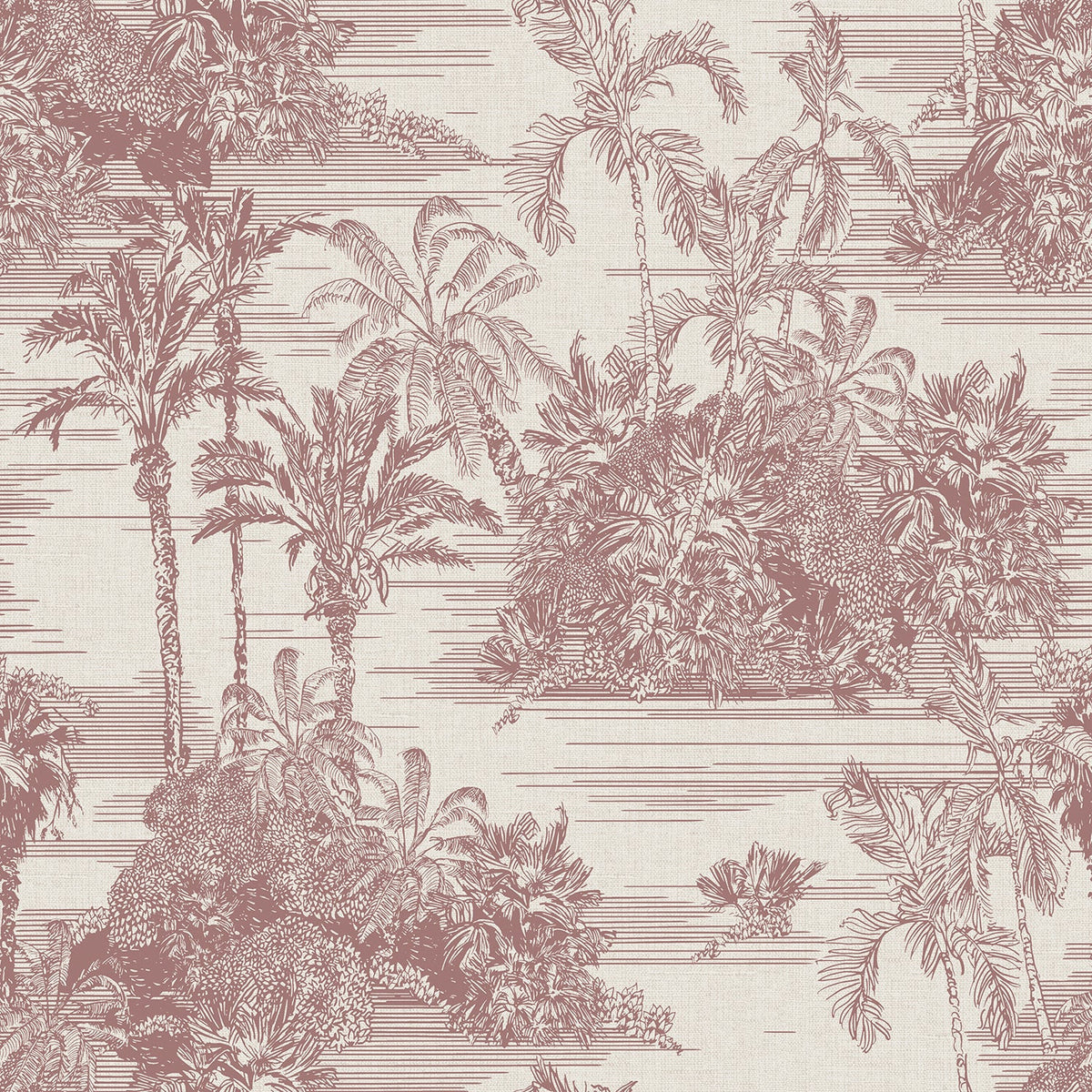 Tropic Archive Toile Peel and Stick Wallpaper - Red pattern