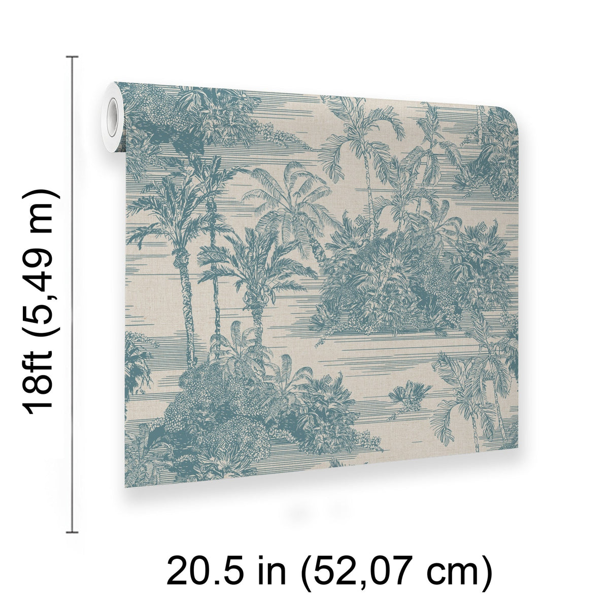 Tropic Archive Toile Peel and Stick Wallpaper - Blue room view