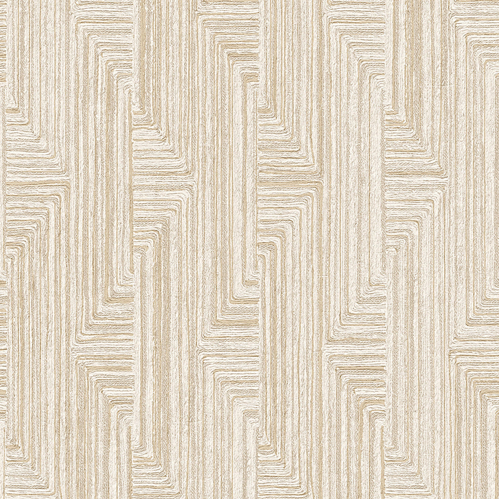 Threadline Geo Stitch Wallpaper - Beige pattern