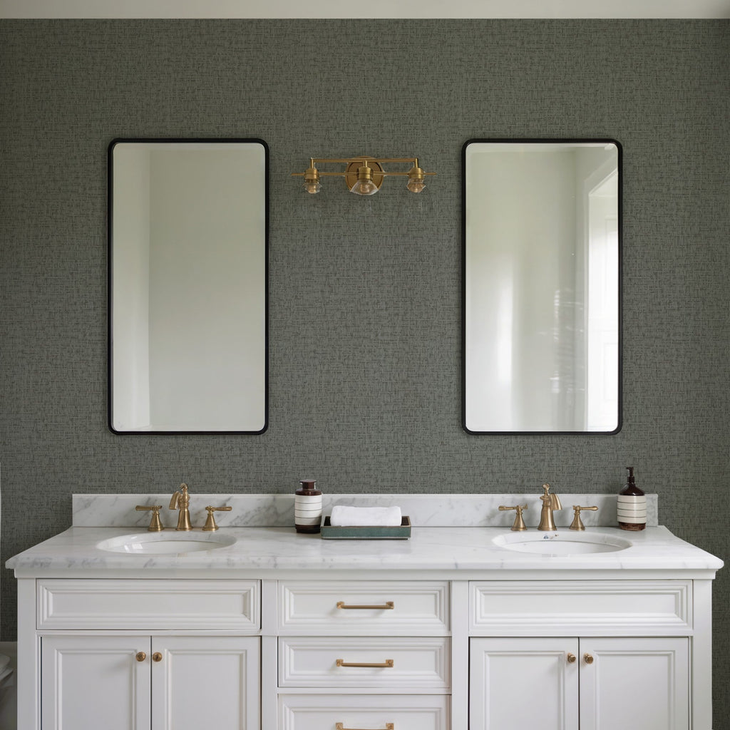 Crosshatch Weave Wallpaper - Gray room view