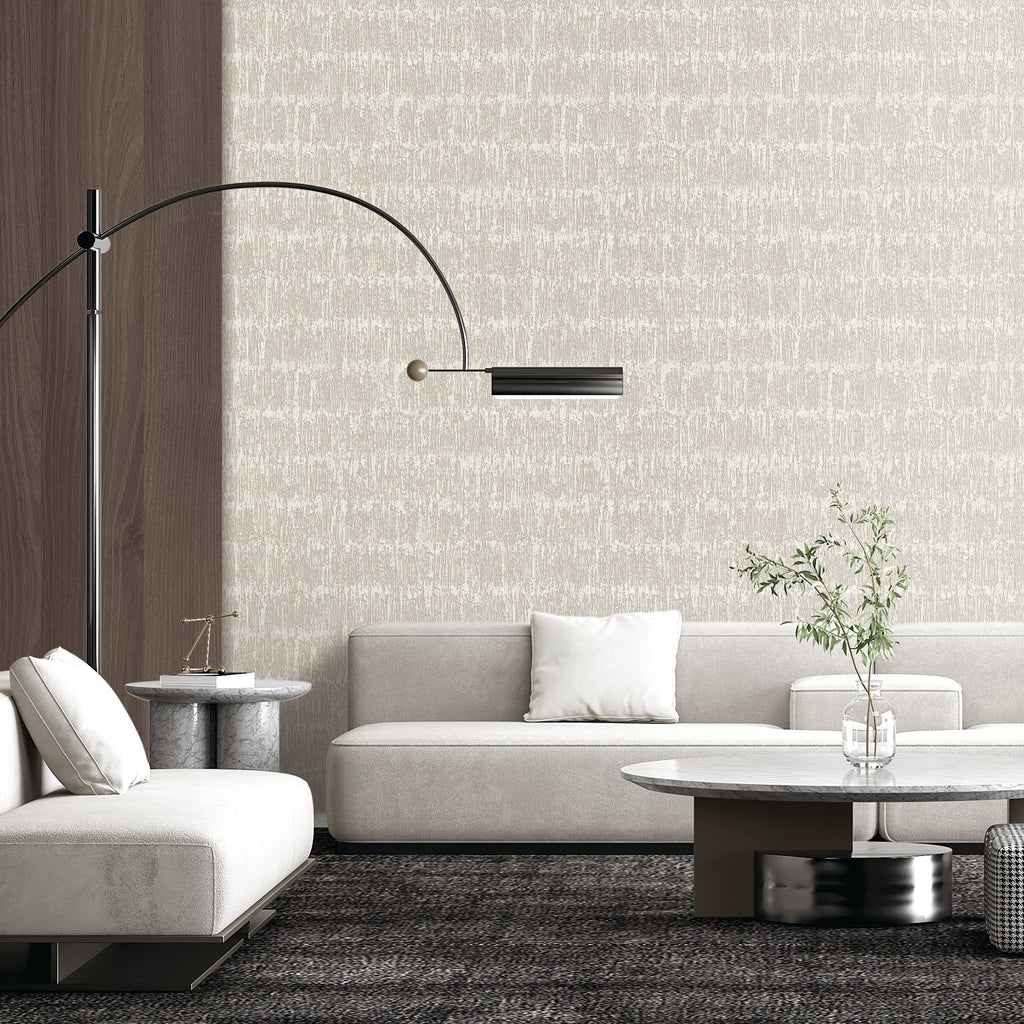 Weathered Slate Wallpaper - Taupe room view