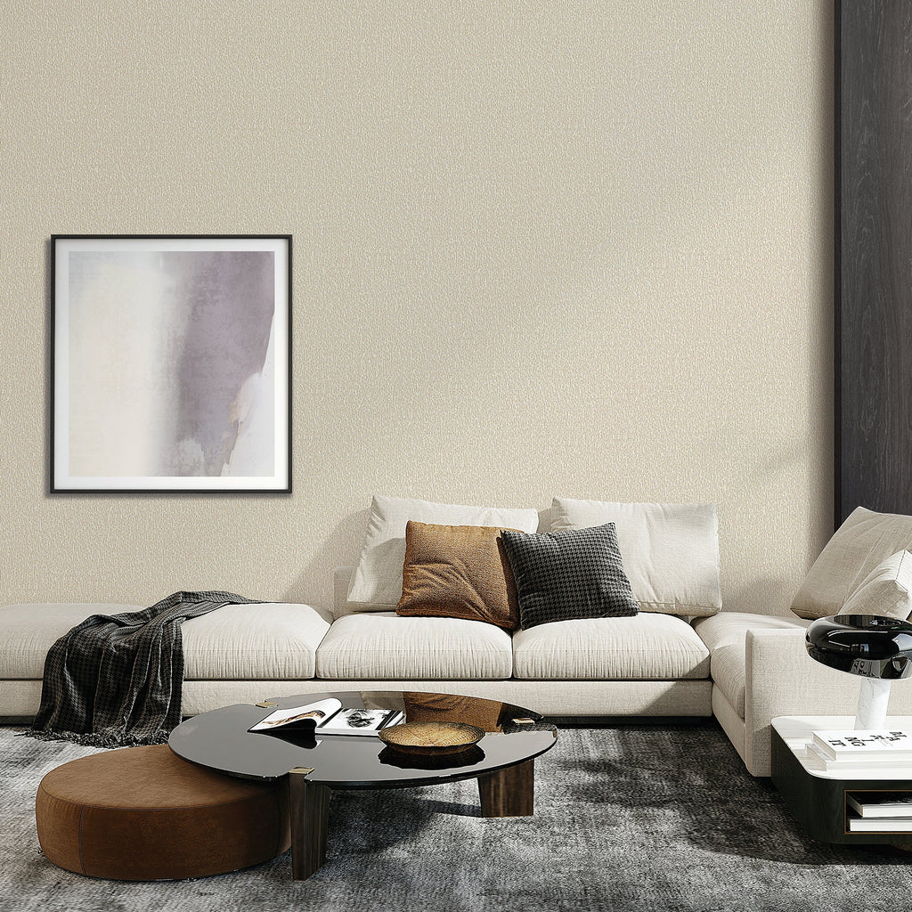 Santa Fe Weave Texture Wallpaper - Beige room view