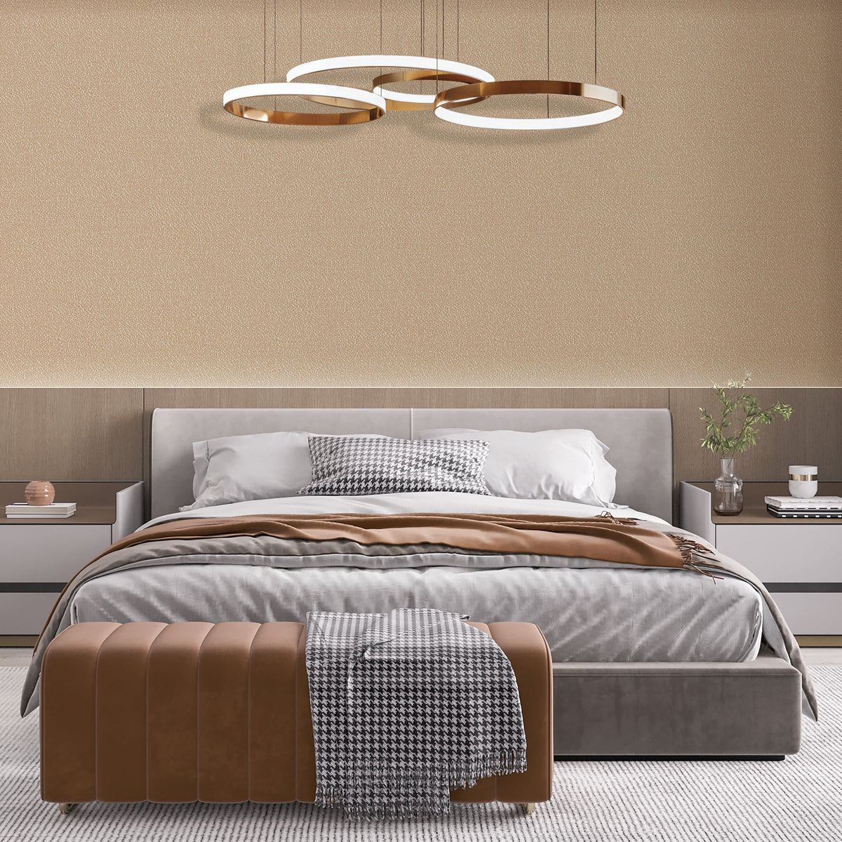 Santa Fe Weave Texture Wallpaper - Tan room view