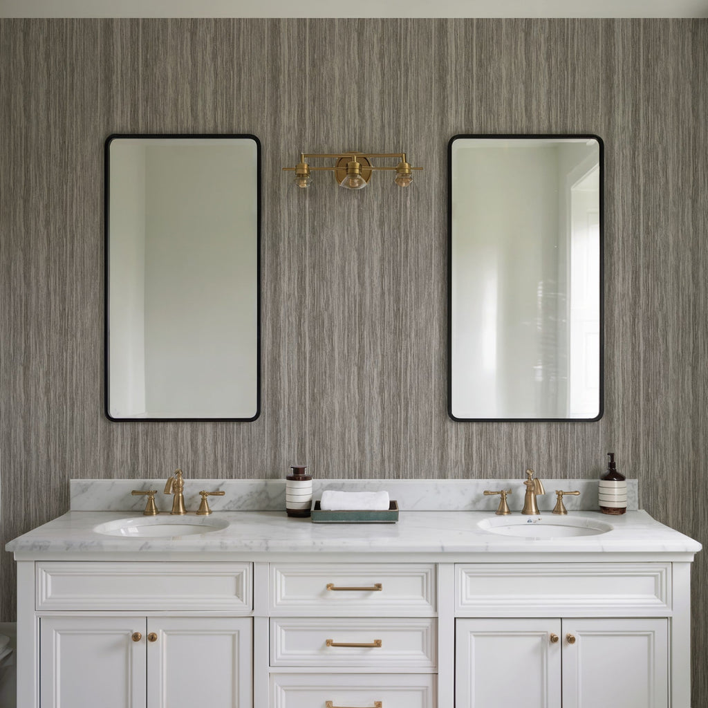 Glimmer Wood Wallpaper - Taupe room view