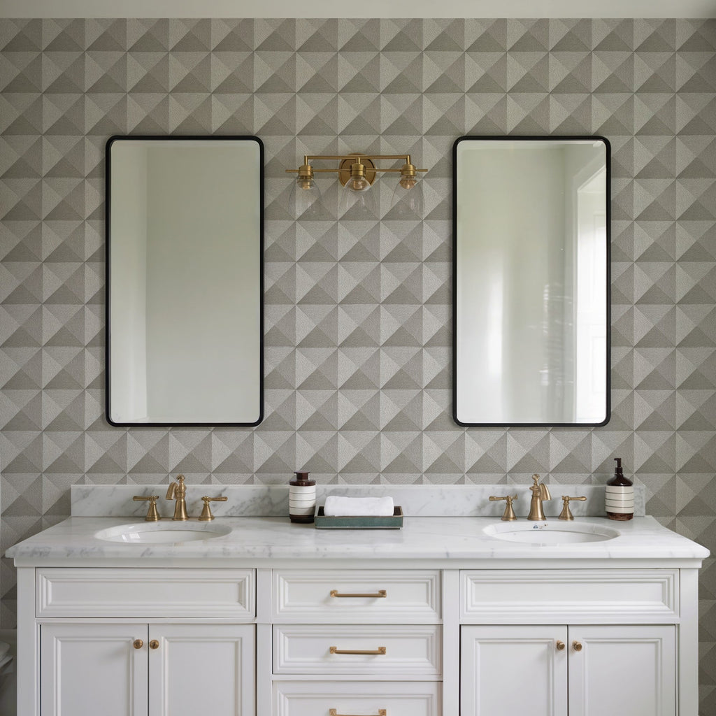 Woven Prism Wallpaper - Taupe room view