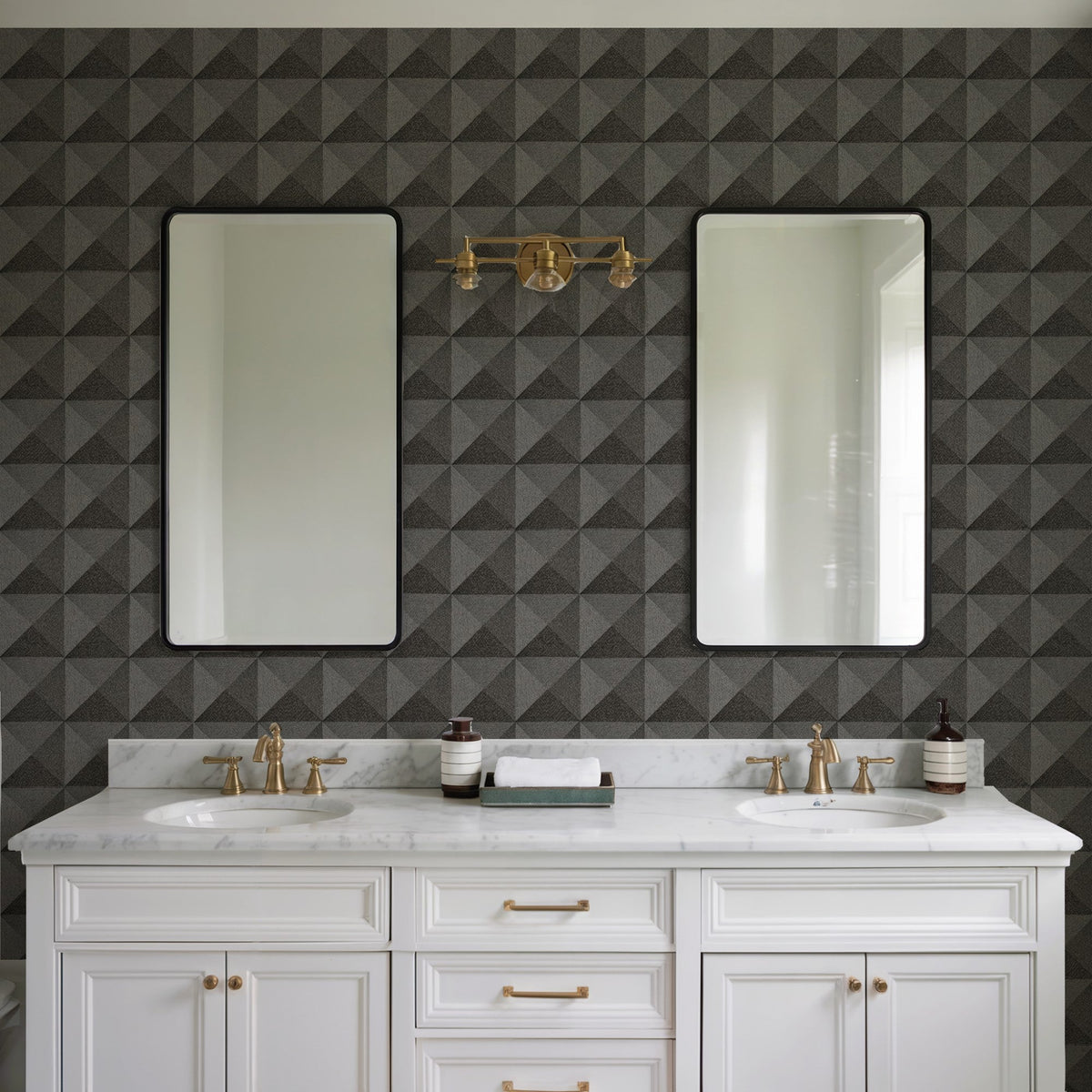 Woven Prism Wallpaper - Black room view