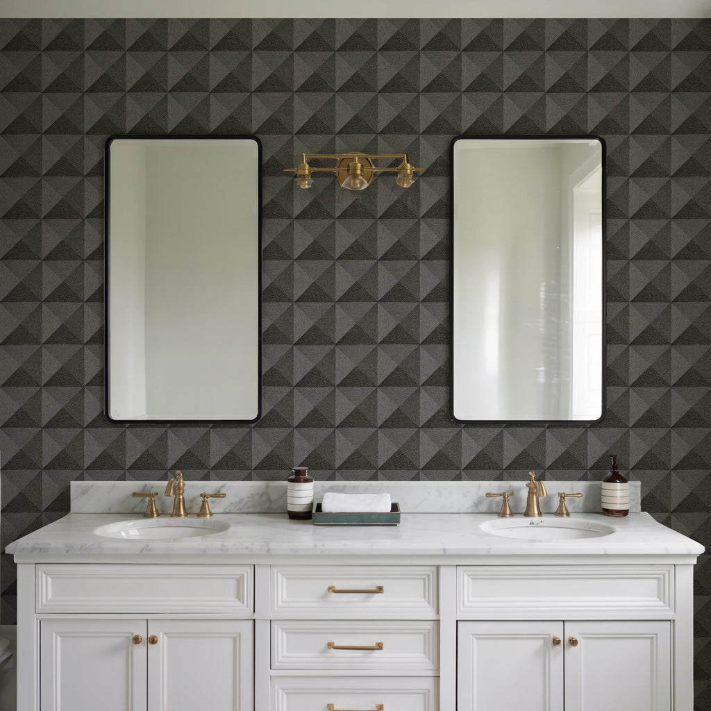 Woven Prism Wallpaper - Black room view