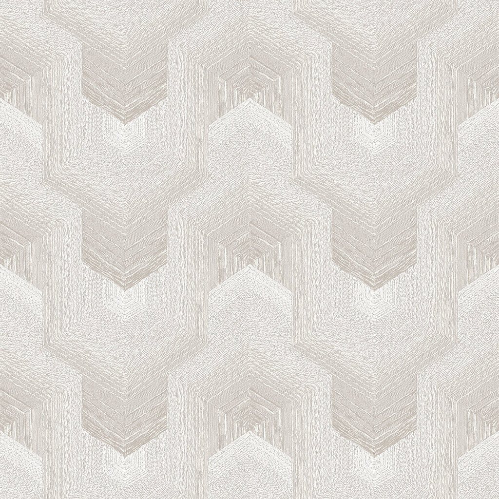 Embroidered Polygonal Dream Wallpaper - White pattern