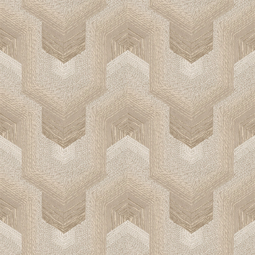 Embroidered Polygonal Dream Wallpaper - Beige pattern