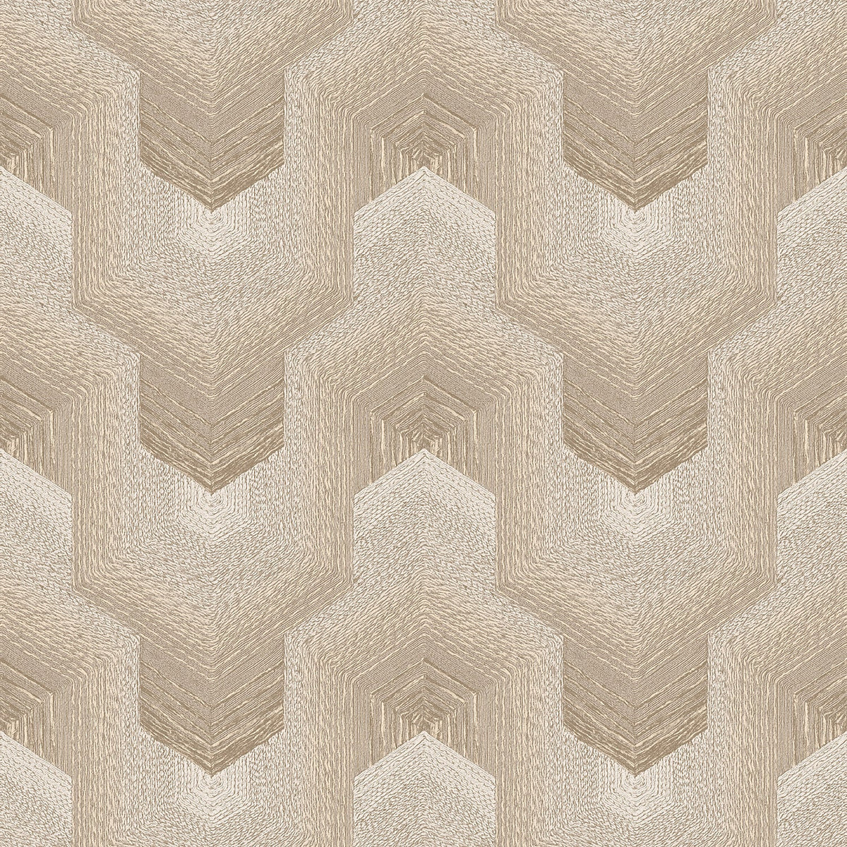 Embroidered Polygonal Dream Wallpaper - Beige pattern