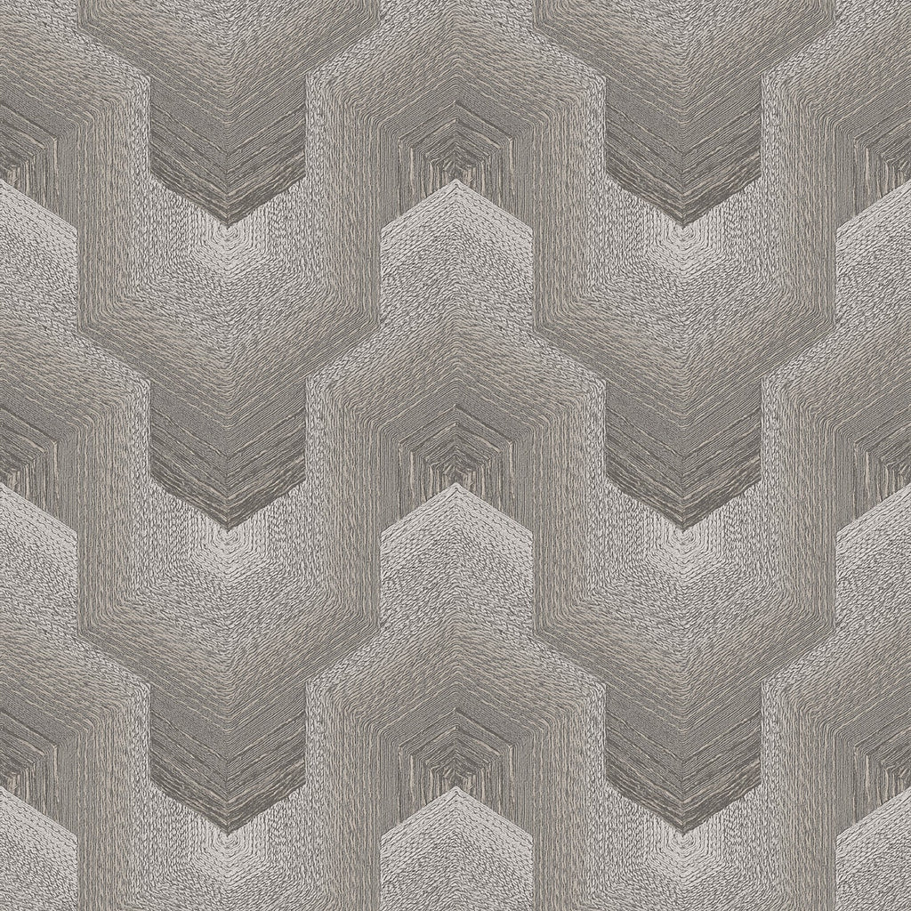 Embroidered Polygonal Dream Wallpaper - Silver pattern