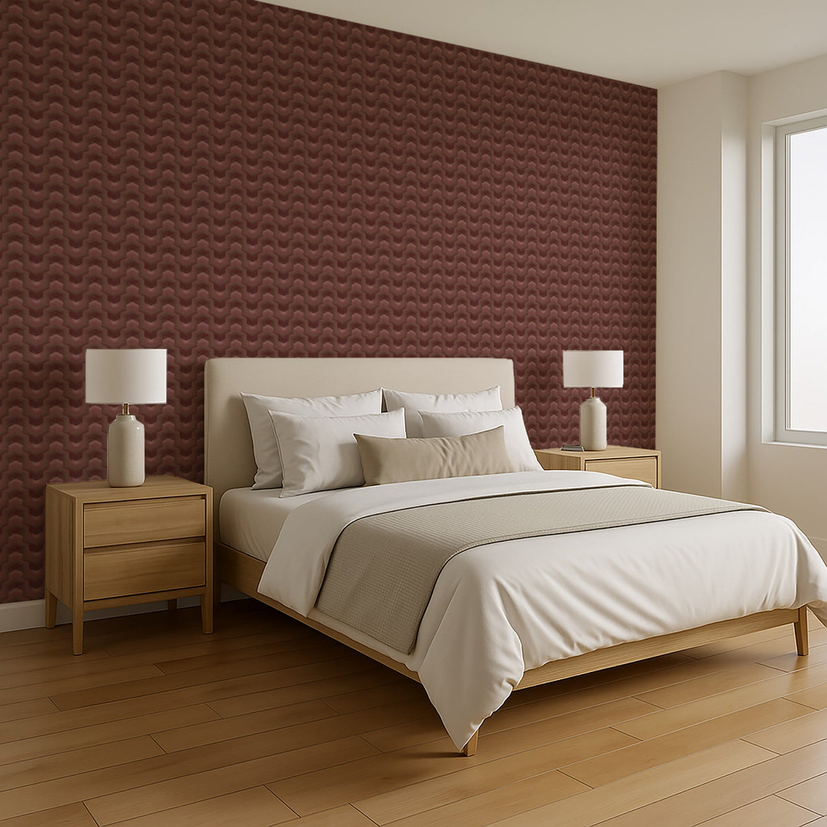 Embroidered Polygonal Dream Wallpaper - Red room view