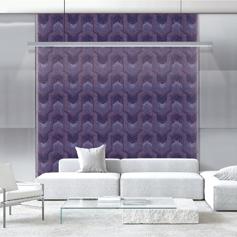 Embroidered Polygonal Dream Wallpaper - Purple room view
