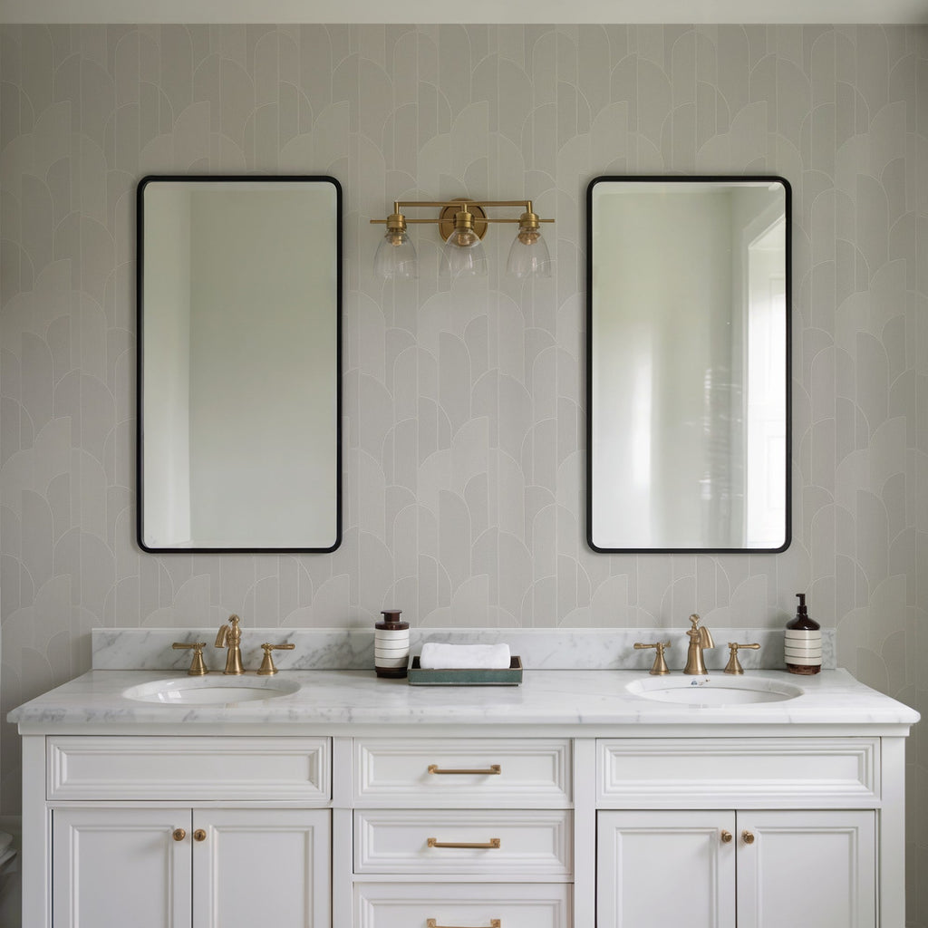 Stitched Arches Wallpaper - Silver room view