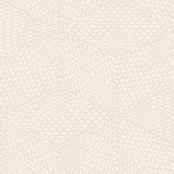 Wicker Cube Wallpaper - Beige pattern