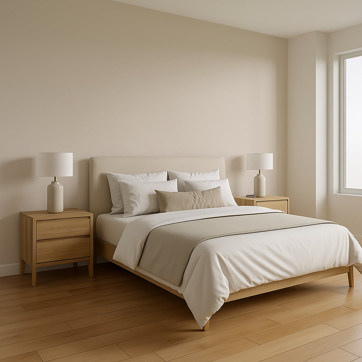 Wicker Cube Wallpaper - Beige room view