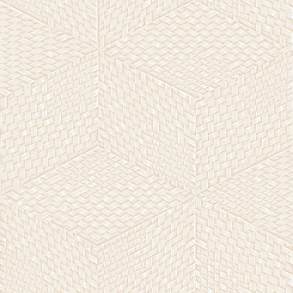 Wicker Cube Wallpaper - Beige pattern