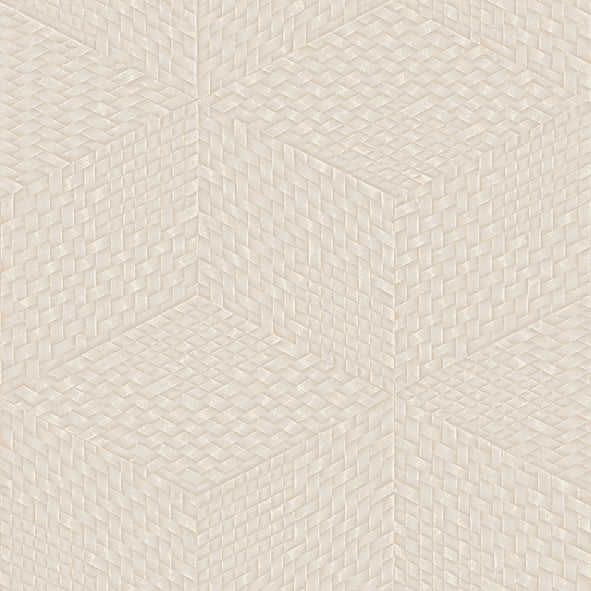 Wicker Cube Wallpaper - Cream pattern