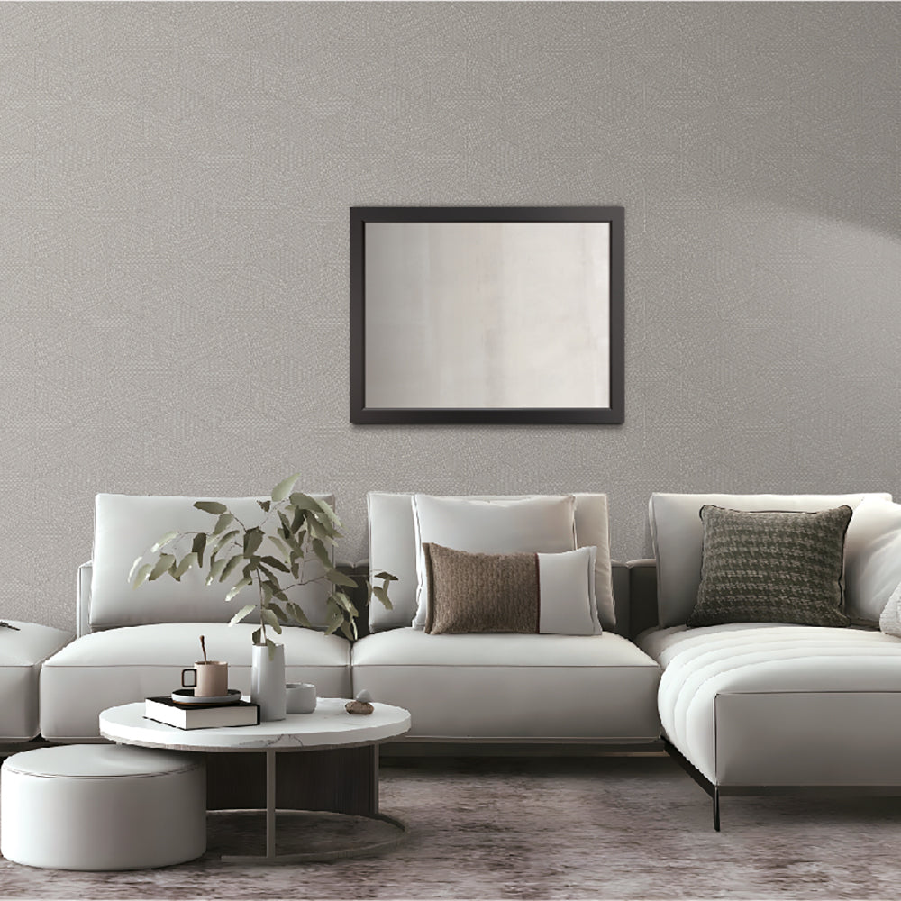 Wicker Cube Wallpaper - Taupe room view